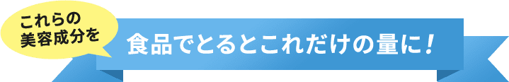 これらの美容成分を食品でとるとこれだけの量に!